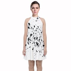 Paint-21 Velvet Halter Neckline Dress 