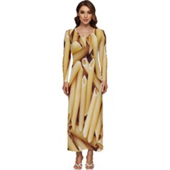 Pasta-79 Long Sleeve Longline Maxi Dress