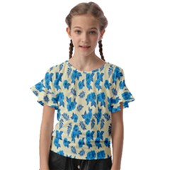 Rose-blue Kids  Cut Out Flutter Sleeves