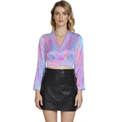 Space-25 Long Sleeve Tie Back Satin Wrap Top
