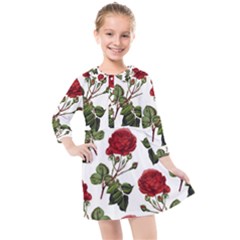 Roses-51 Kids  Quarter Sleeve Shirt Dress