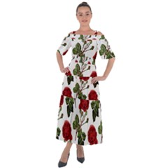 Roses-51 Shoulder Straps Boho Maxi Dress 