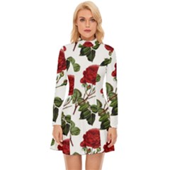 Roses-51 Long Sleeve Velour Longline Dress
