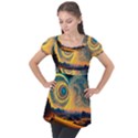 Ai Generated Surrealist Fantasy Dream Moon Space Puff Sleeve Tunic Top View1