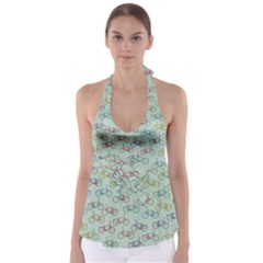 Bicycle Bikes Pattern Ride Wheel Cycle Icon Babydoll Tankini Top