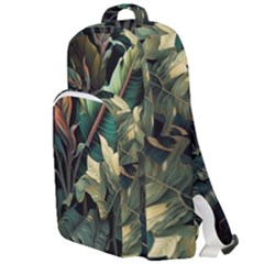 Tropical Leaf Leaves Foliage Monstera Nature Double Compartment Backpack