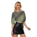 Field Agriculture Farm Stripes Diagonal Mid Sleeve Drawstring Hem Top View3