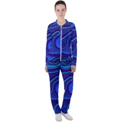 Spiral Shape Blue Abstract Casual Jacket And Pants Set