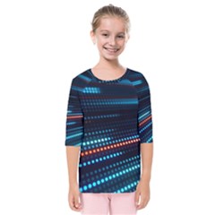 Orange Blue Dot Dots Lines Abstract Abstract Digital Art Kids  Quarter Sleeve Raglan Tee