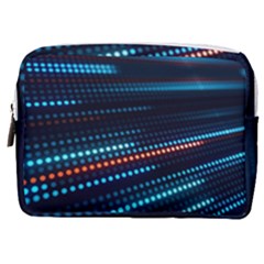 Orange Blue Dot Dots Lines Abstract Abstract Digital Art Make Up Pouch (medium) by Jancukart