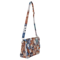 Cats Watercolor Pet Animal Mammal Shoulder Bag With Back Zipper
