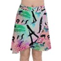 From Paris Abstract Art Pattern Chiffon Wrap Front Skirt View1