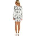 Precision Pursuit: Hunting Motif Black and White Pattern Long Sleeve Square Neck Bodycon Velvet Dress View4