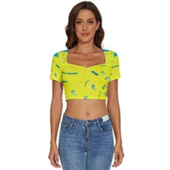 Summer Fun Short Sleeve Square Neckline Crop Top 