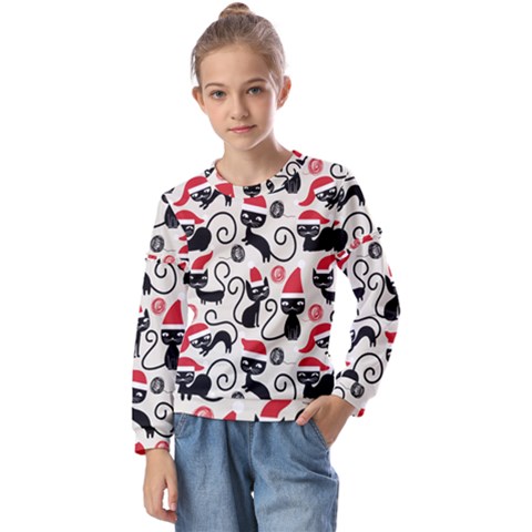 Cute Christmas Seamless Pattern Vector Kids  Long Sleeve Tee With Frill  by Semog4