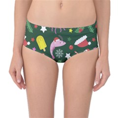 Colorful Funny Christmas Pattern Mid-waist Bikini Bottoms by Semog4