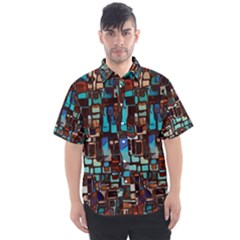 Stained Glass Mosaic Abstract Men s Short Sleeve Shirt
