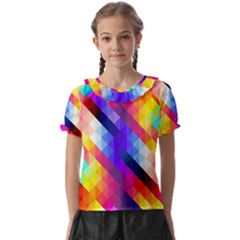 Abstract Background Colorful Pattern Kids  Frill Chiffon Blouse