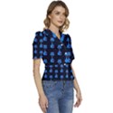 Flower Vase Pattern Puffed Short Sleeve Button Up Jacket View3