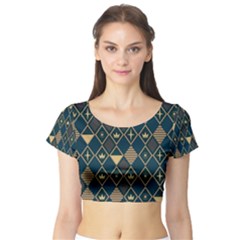 Background Non Seamless Pattern Short Sleeve Crop Top