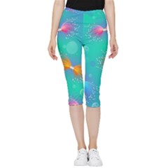 Non Seamless Pattern Blues Bright Inside Out Lightweight Velour Capri Leggings 