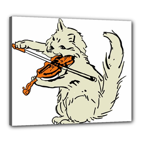Cat Playing The Violin Art Canvas 24  X 20  (stretched)