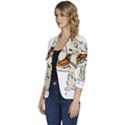 Cat Playing The Violin Art Women s One-Button 3/4 Sleeve Short Jacket View2