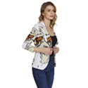 Cat Playing The Violin Art Women s One-Button 3/4 Sleeve Short Jacket View3