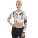Cat Playing The Violin Art Long Sleeve Cropped Velvet Jacket View1