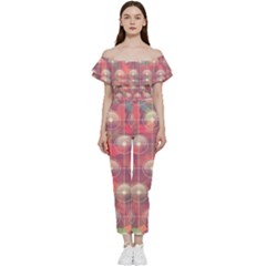 Background Abstract Off Shoulder Ruffle Top Jumpsuit