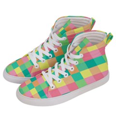 Checkerboard-pastel-squares- Women s Hi-top Skate Sneakers