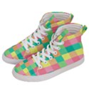 Checkerboard-pastel-squares- Women s Hi-Top Skate Sneakers View2