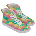 Checkerboard-pastel-squares- Women s Hi-Top Skate Sneakers View3