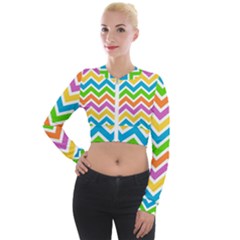 Chevron-pattern-design-texture Long Sleeve Cropped Velvet Jacket