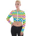 Chevron-pattern-design-texture Long Sleeve Cropped Velvet Jacket View1