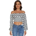 Pattern-monochrome-repeat- Long Sleeve Crinkled Weave Crop Top View1
