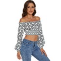 Pattern-monochrome-repeat- Long Sleeve Crinkled Weave Crop Top View3
