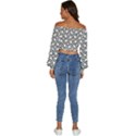 Pattern-monochrome-repeat- Long Sleeve Crinkled Weave Crop Top View4