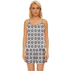 Ellipse-pattern-ellipse-dot-pattern Satin Pajama Short Set