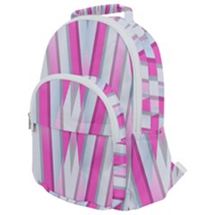 Geometric-3d-design-pattern-pink Rounded Multi Pocket Backpack