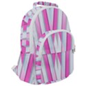 Geometric-3d-design-pattern-pink Rounded Multi Pocket Backpack View2