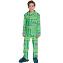 Checkerboard-squares-abstract-- Kids  Long Sleeve Velvet Pajamas Set View1