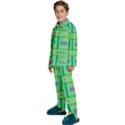 Checkerboard-squares-abstract-- Kids  Long Sleeve Velvet Pajamas Set View2
