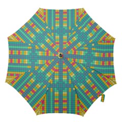 Checkerboard-squares-abstract- Hook Handle Umbrellas (medium) by Semog4