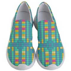 Checkerboard-squares-abstract- Women s Lightweight Slip Ons