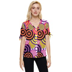 Abstract-circles-background-retro Bow Sleeve Button Up Top