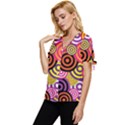 Abstract-circles-background-retro Bow Sleeve Button Up Top View2