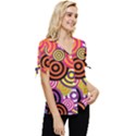 Abstract-circles-background-retro Bow Sleeve Button Up Top View3