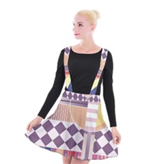 Abstract Shape Color Gradient Suspender Skater Skirt