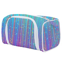 Blue Magenta Speckles Line Toiletries Pouch